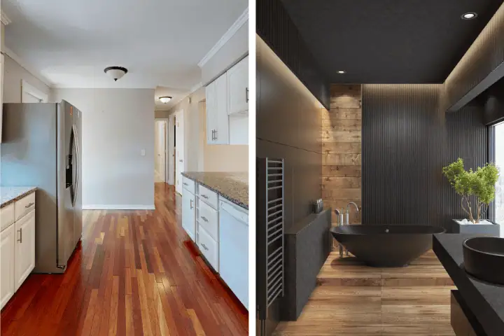 Hardwood Floors in Kitchens & Baths