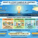a comprehensive infographic titled what is a foot-candles in lighting? a simple guide for canadians.