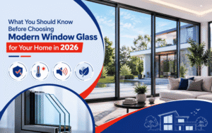 Modern home window glass with large panes and sleek design for contemporary interiors.