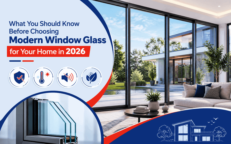 Modern home window glass with large panes and sleek design for contemporary interiors.
